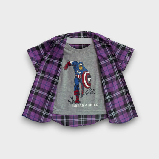 Captain America Purple Flannel Shirt