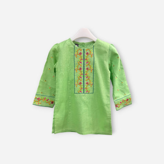 Embroidered Green Kurti