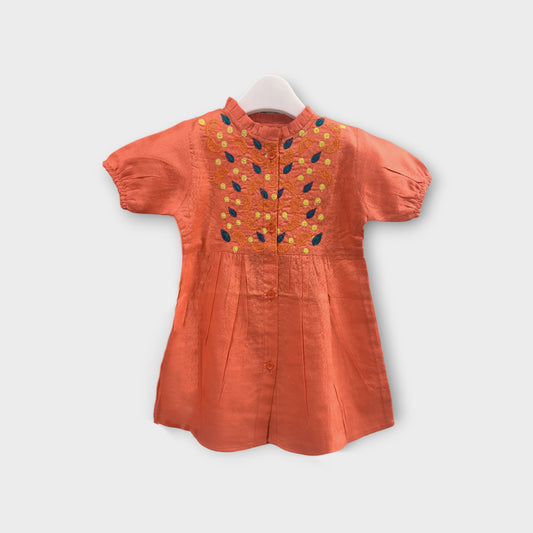 Lemon Embroidered Orange Top